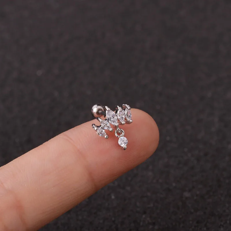 1 шт. Cz Корона Tragus Стад раковины пирсинг спираль серьги Надеваемые На ушной хрящ