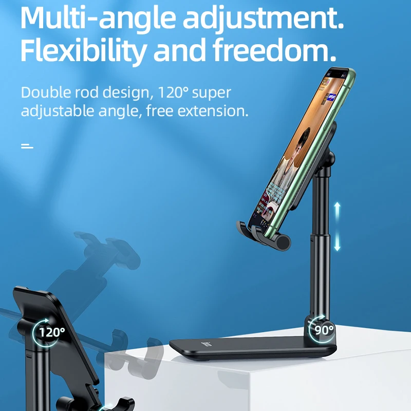 hoco mobile phone holder stand for iphone 11 pro x xs ipad air metal foldable mobile phone stand desk for xiaomi huawei table free global shipping