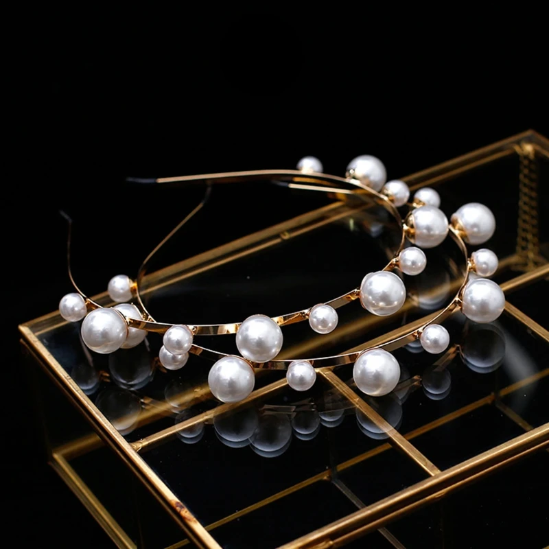 

Women's Vintage Simple Headbands All Match Delicate Teardrop Pearl Hair Hoop Wedding Accessories