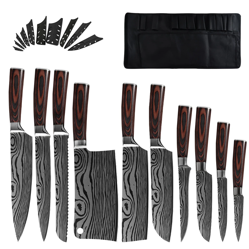 Damask профессиональные японские кухонные ножи шеф-повара дамасский лазерный узор