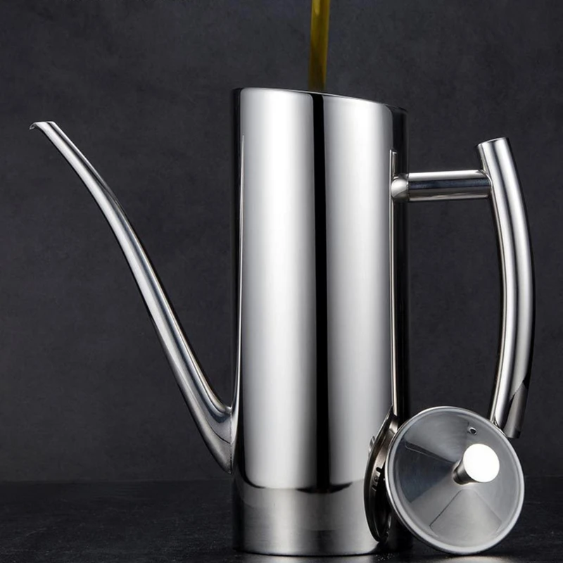 

500ml Kitchen Oil Dispenser 304 Stainless Steel Oil Vinegar Cruet Drip Free Sauce Pot Bottle No Drip Oil Can Cooking Vinegar