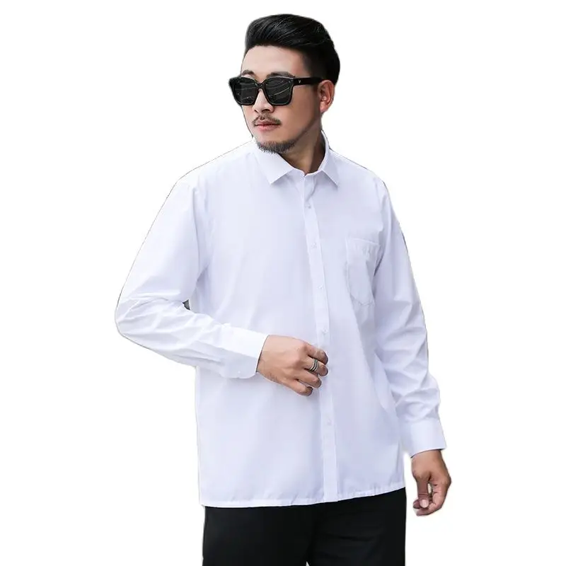 

8XL Solid Color Formals Shirt Men's Office Wedding Shirt Large Black Blue Camisa/Chemise Single Breasted Lapel