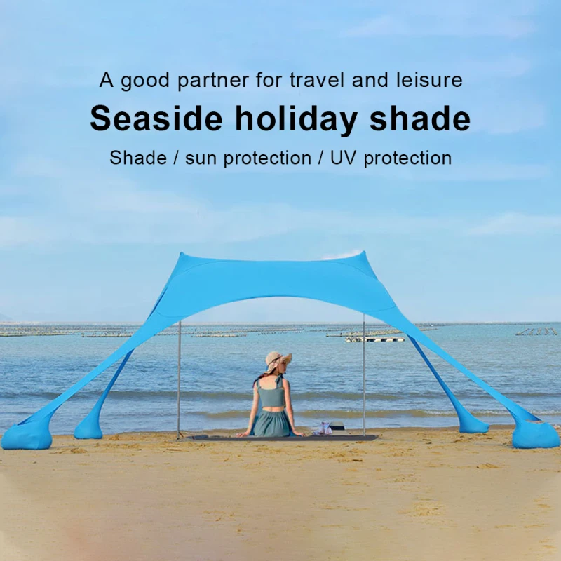 

Portable Camping Pergola Outdoor Windproof Beach Tent Sunshade and Gazebo Tent - 210 X 210 - with Sand Anchors Ultralight Tarp