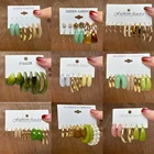 Модные золотые металлические серьги-кольца Леопардовый цвет, акриловый, геометрические серьги Комплект сережек для женщин, 2021, трендовые украшения для вечеринок