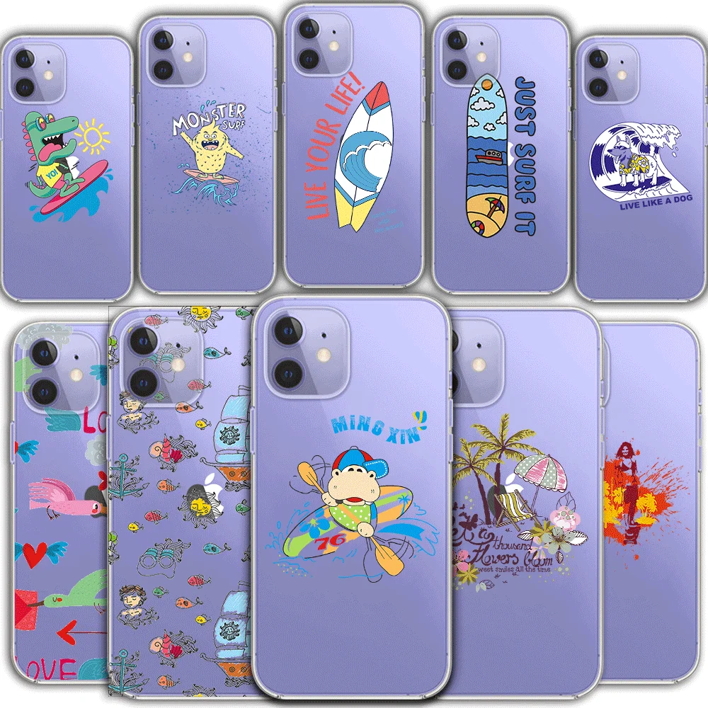 

Fashion luxury brand cute animal summer fish Transparent TPU phone case for iPhone 12 Mini 11 Pro XS MAX X XR 7 8 Plus SE 2020