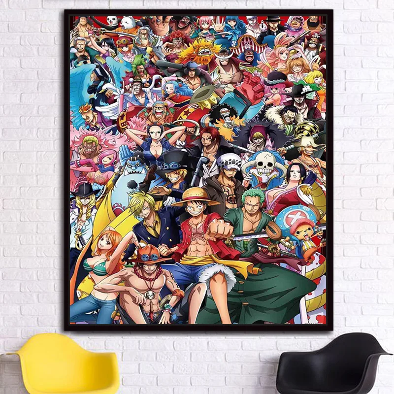 DIY Рисование по номерам с наборами Аниме one piece персонаж декоративный вешается на