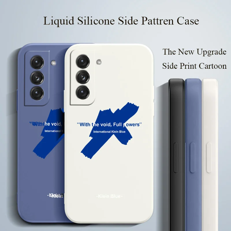 

Blue Ribbon Letters Liquid Case For Samsung Galaxy S21 S20 FE S10 S9 Ultra Plus S10e Note 20 ultra 10 9 Plus Soft Phone Cover