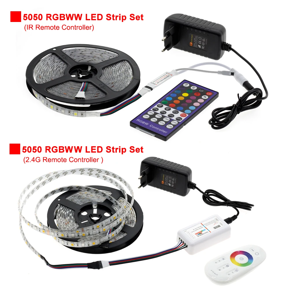 5050 Светодиодная лента RGB/RGBW/RGBWW 5 м гибкий диодный светильник для украшения дома + 2