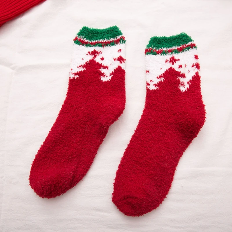 

Promotion! 6 Pairs Christmas Santa Elk Snowflakes Casual Coral Fleece Socks Autumn Winter Warm Soft Fuzzy Sock for Women Lady