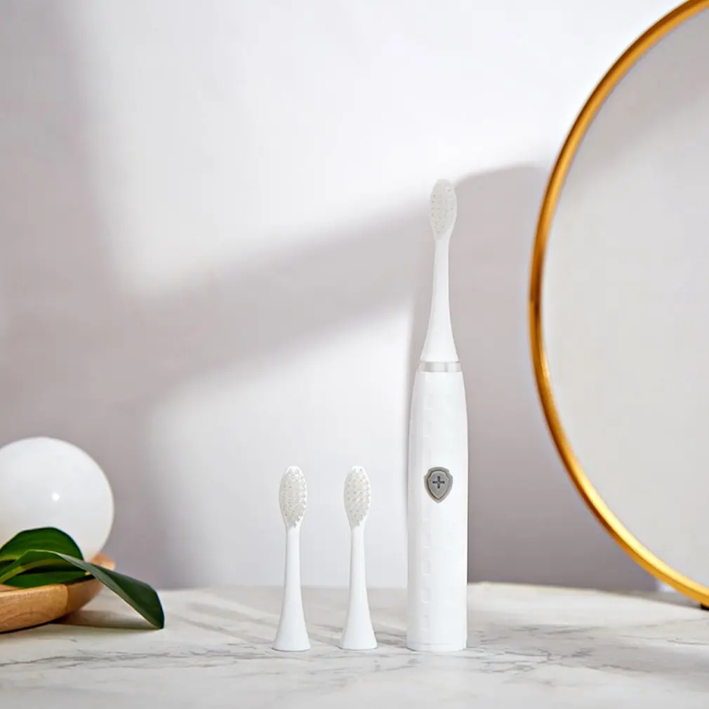 

3-in-1 Electric Toothbrush Waterproof Upgraded Sonic Smart Replaceable Non-rechargeable Adult Soft Fur Electric Toothbrush