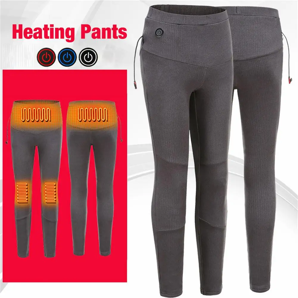 

Women Men Winter Outdoor Hiking Heating Trousers Slim USB 3 Tem Levels Charging Heated Pants Skiing