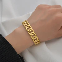 stainless steel gold plated womens bracelet french high sense chain strip open bracelet fashion atmosphere luxury jewelry
