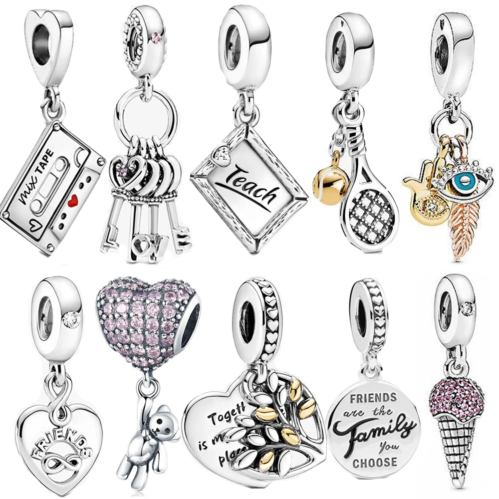 Аутентичные 925 стерлингового серебра теннис подвеска в виде генеалогического