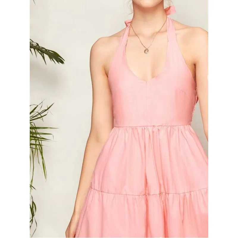 2020 новое платье женское летнее Холтер Бохо сексуальное с v-образным вырезом