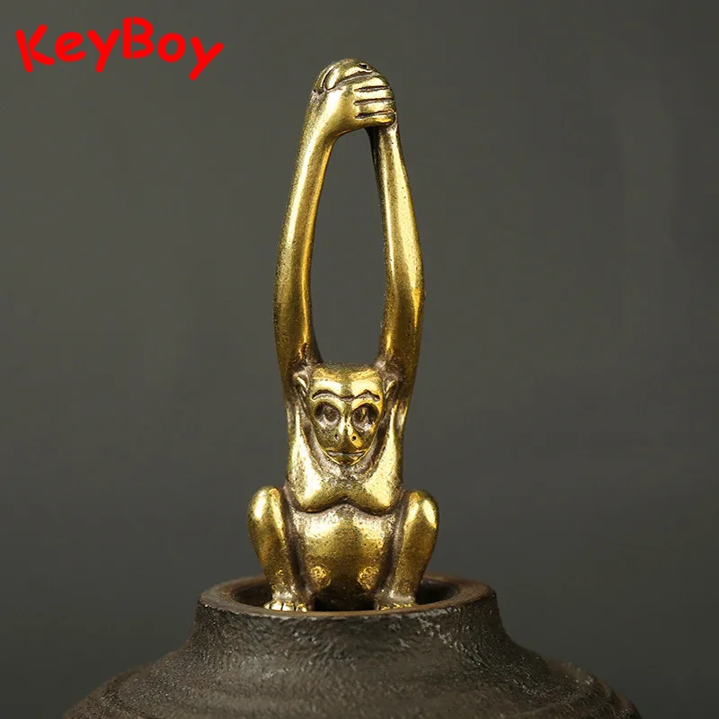 Ручной работы латунь Gibbon автомобильные брелки 12 Зодиак брелок с обезьянкой