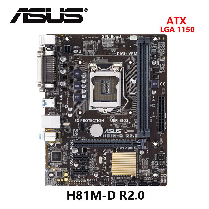 

Used ASUS H81M-D R2.0 Intel H81 ATX Motherboard Desktop Board Mainboard Socket LGA 1150 mSATA