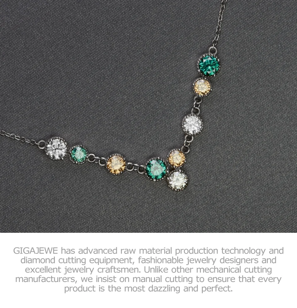 GIGAJEWE 3.6ct EF голубой золотой круглой огранки 18 К покрытое белым золотом 925 серебряное ожерелье с муассанитом алмазное испытание Пройденное ювелирное изделие подарок