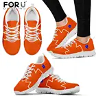 Женские кроссовки для медсестры FORUDESIGNS, весенне-осенние оранжевые туфли на плоской подошве