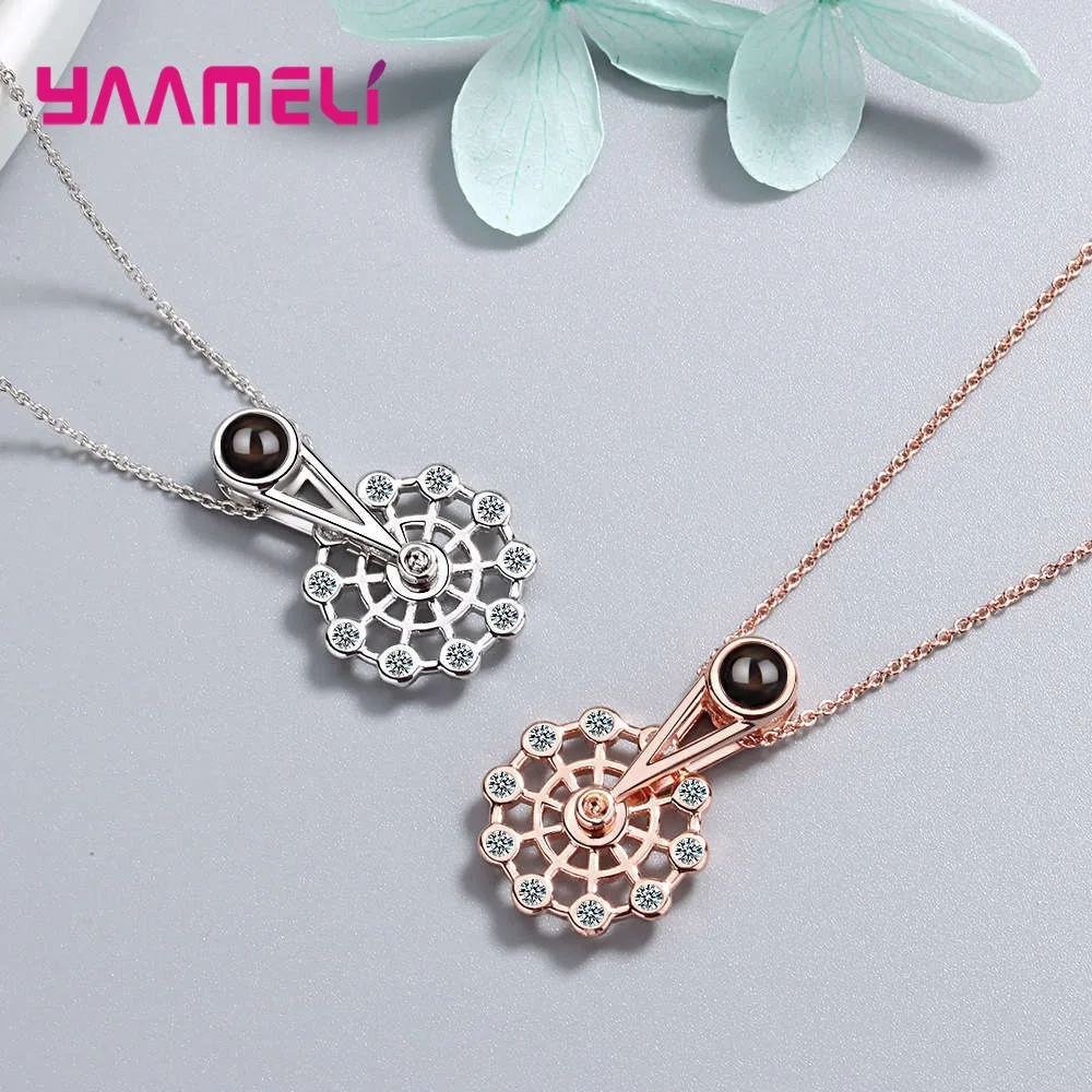 Двухцветное ожерелье с кулоном из фианита на колесе обозрения - купить по