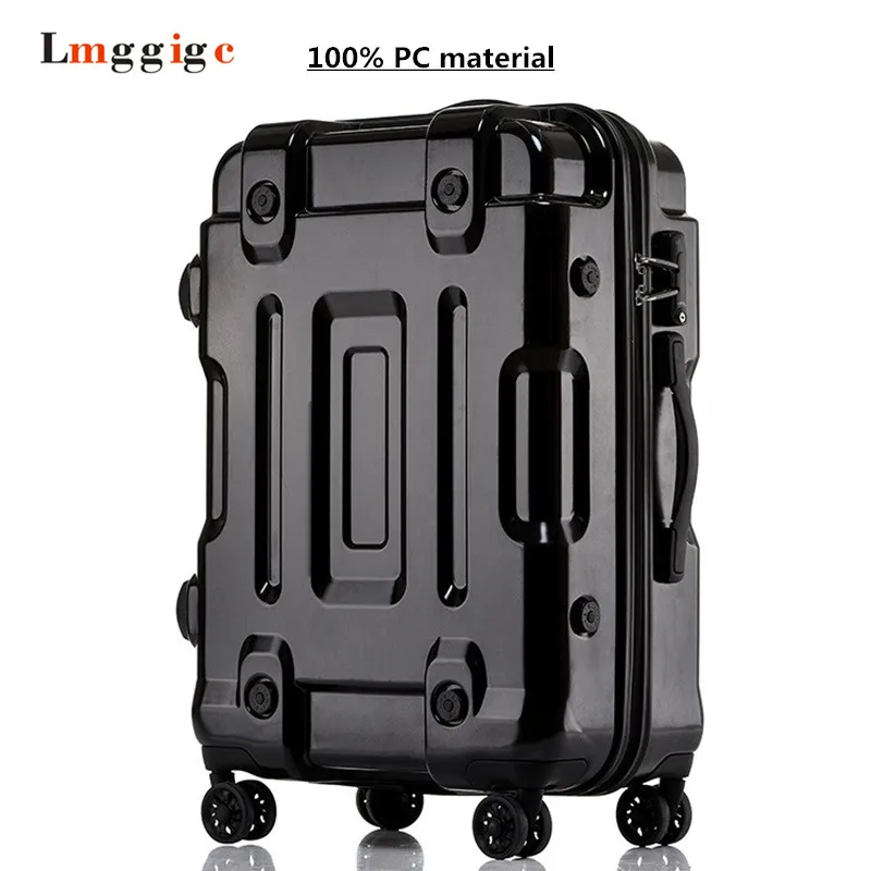 100% PC металлическая сумка для багажа 20 &quotдюймовый чехол на колесиках салона 24&quot 26