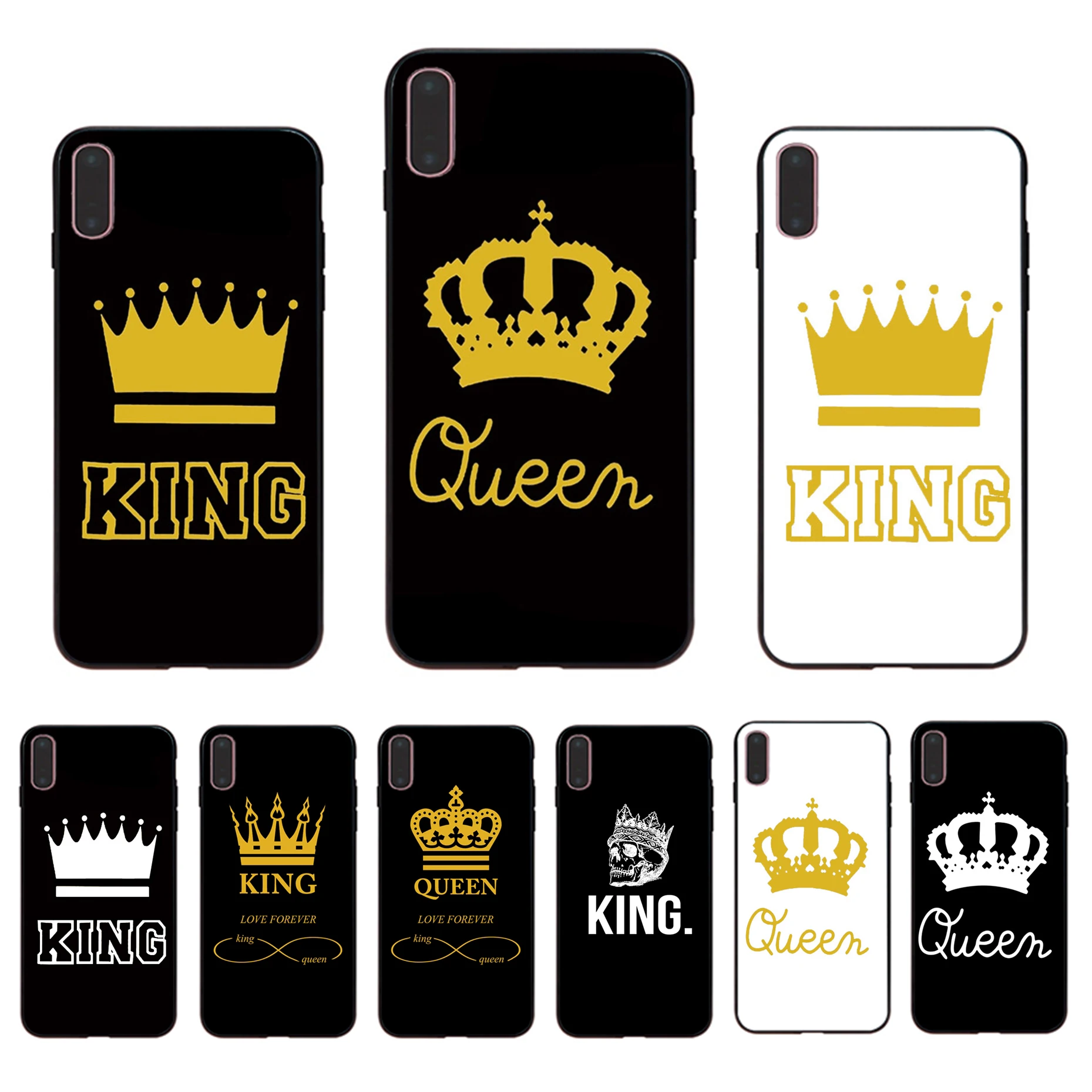 Мягкий чехол для телефона HOUSTMUST Queen and King из ТПУ с контрастным дизайном iphone 7 8 6s 6 plus