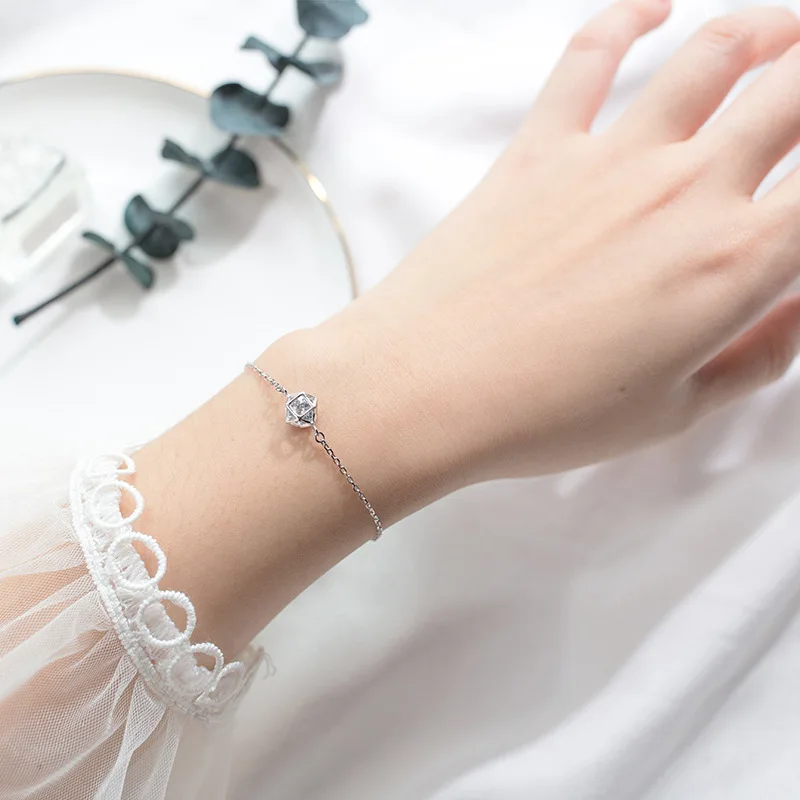 Женский браслет из серебра 100% пробы с фианитом 18 см | Украшения и аксессуары