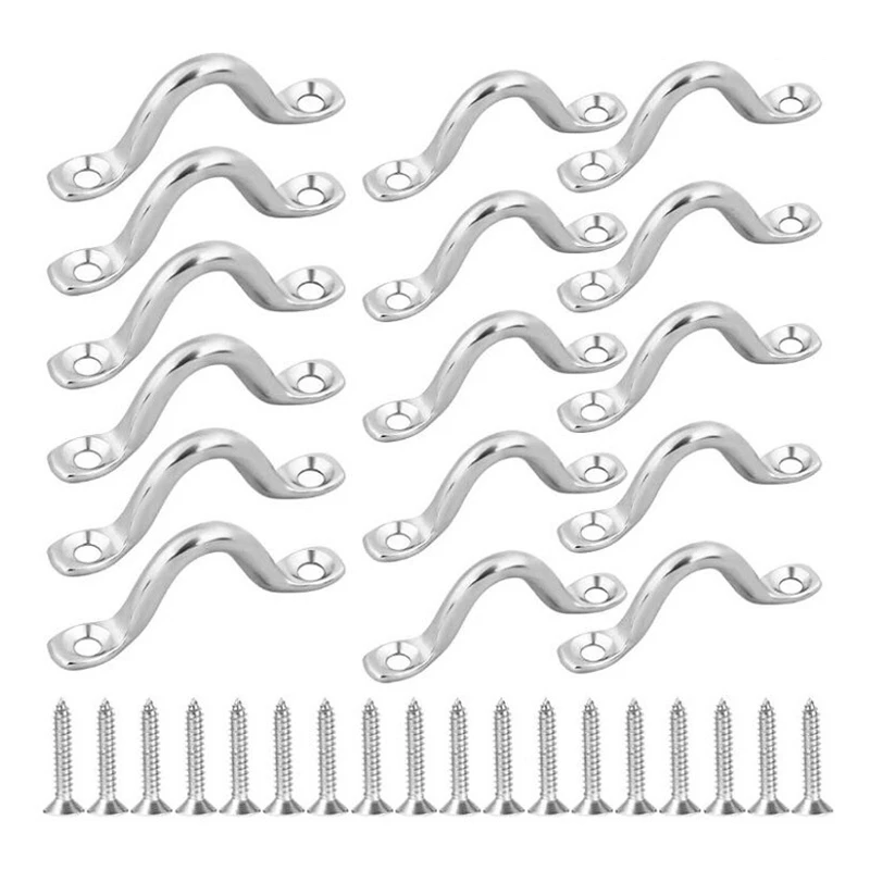 

Stainless Steel Pad Eye Straps for Bimini Boat Top with 32 Pcs Screws Kayak Deck Loops Tie Down Strap Bracket