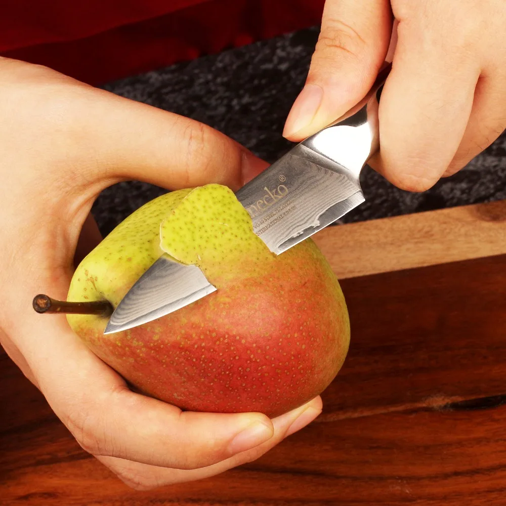 

3.5" Damascus Steel Fruit Paring Knife Japanese Vg10 Core Blade Kitchen Knives G10 Handle Chef's Utility Cutter Gift