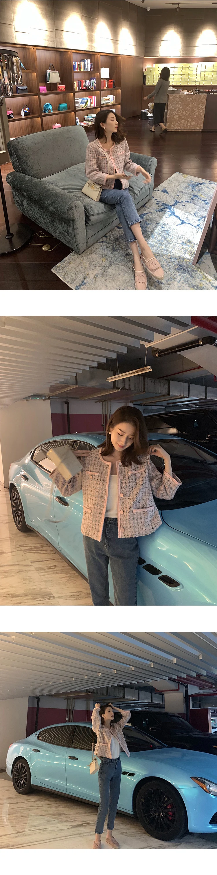 Европейский стиль осень зима короткая твидовая куртка пальто для женщин элегантный тонкий длинный рукав женский подиум шерстяная куртка