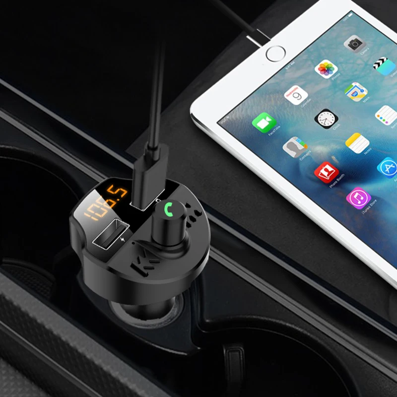 Fm-передатчик Bluetooth 5 0 Автомобильный MP3-плеер адаптер батарея напряжение снижение