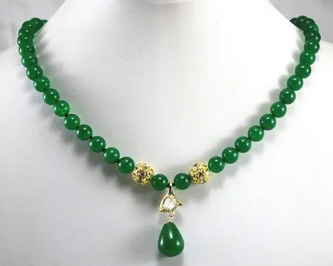 

2 styles!wholesale/retail 8mm light green Jade necklace crystal plated Jade pendant