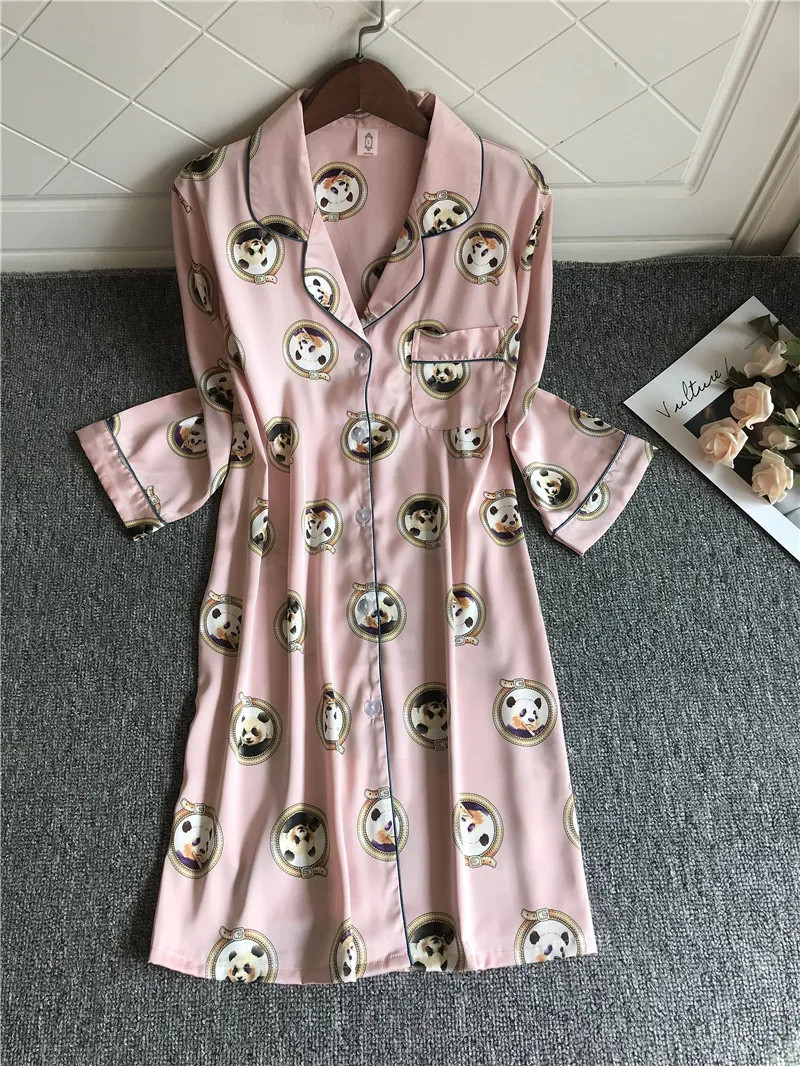 2020 новые принтованные ночные рубашки и шелковая ночная одежда для женщин женское