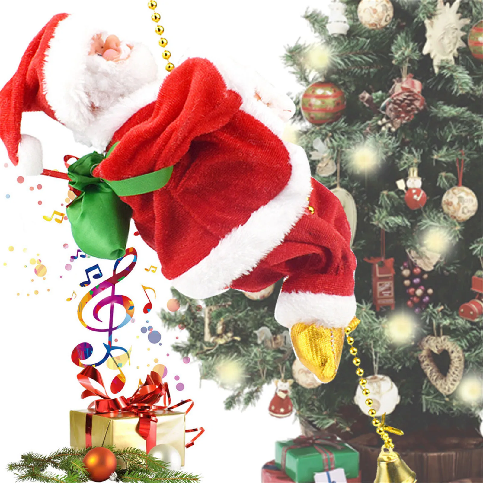 

Кукла Санта-Клаус, электрическая игрушка для скалолазания, Ползания вверх и вниз, Рождественский кулон для рождественской вечеринки, подар...