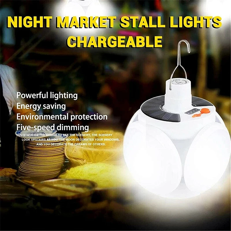 

New LED Solar Folding Football Light Hanging Deformable EavesLight Garage Folding Bulb for Indoor Outdoor Solar Lamps Lawn lamp