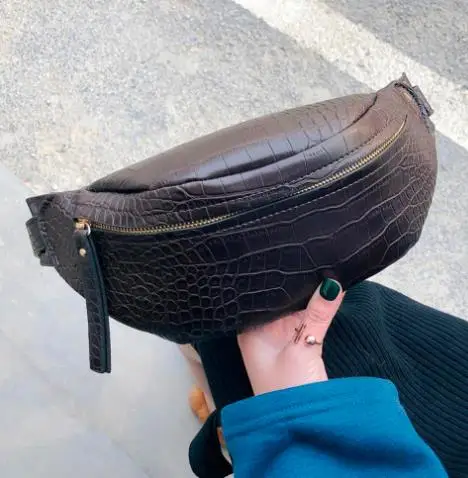 Женские поясные сумки из искусственной кожи с крокодиловым узором однотонные