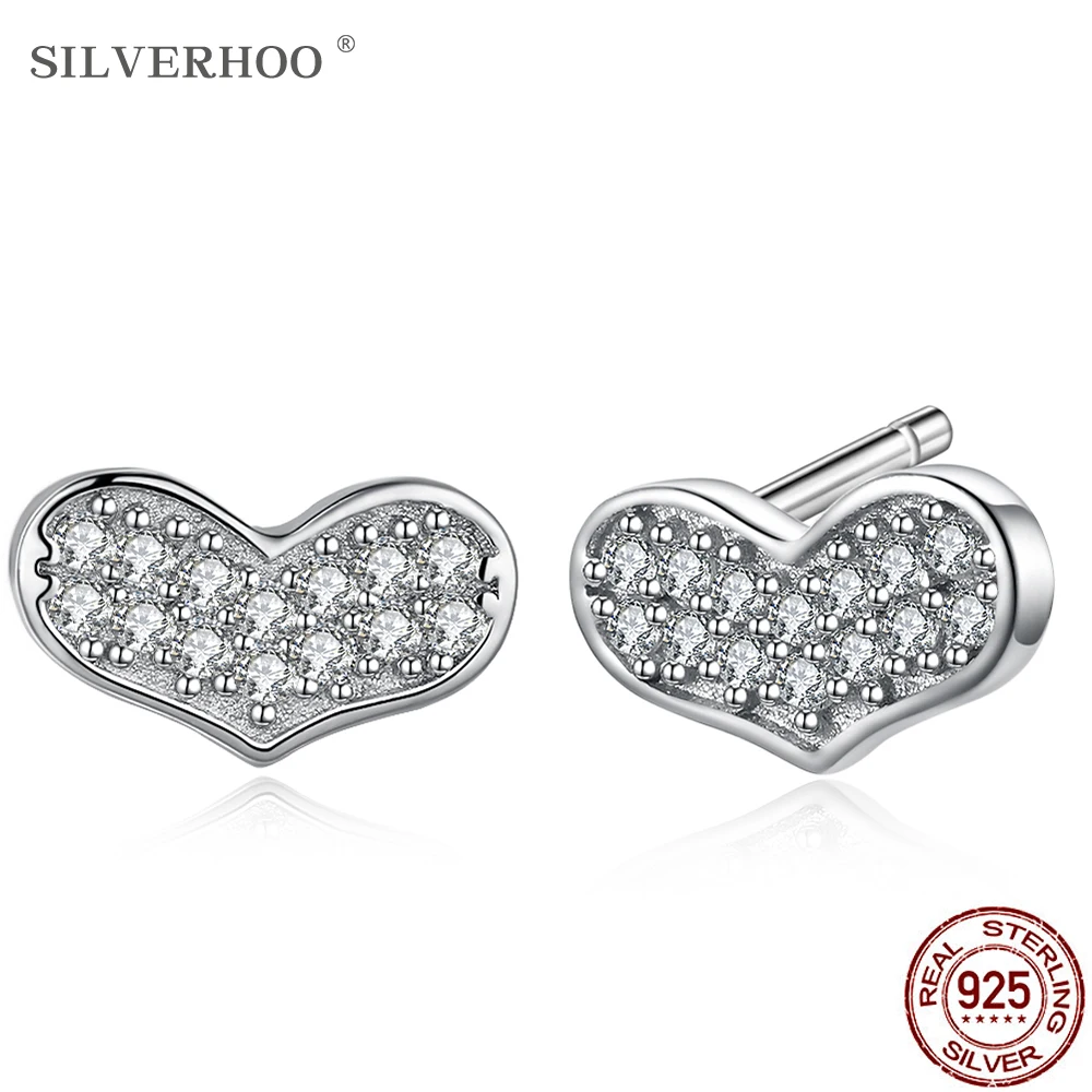 

Gomaya романтическое сердце 925 стерлингового серебра серьги-гвоздики для женщин полный 5A из чистого кубического циркония серьги юбилей ювелир...