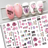 10pcs new 2022 valentines day nail art sticker tiger chinese chinese characters nail slider letter love nail applique decoratio