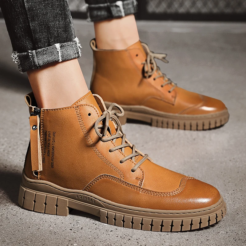 Новинка Мужские ботинки Сезон осень-зима Винтажные мужские ботильоны с высоким