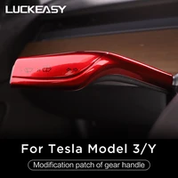 luckeasy for tesla model 3 model y interior remodel patch model3 2022 car abs black red white column shift protection cover