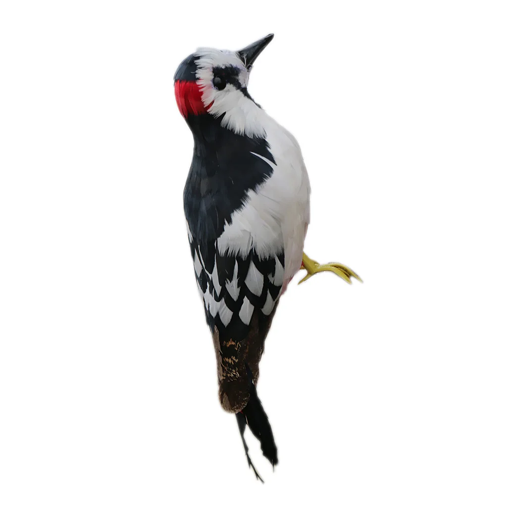 Estatuilla de piel Artificial de p&aacute;jaro carpintero, decoraci&oacute;n de jard&iacute;n, casa, 33x10x6cm-2