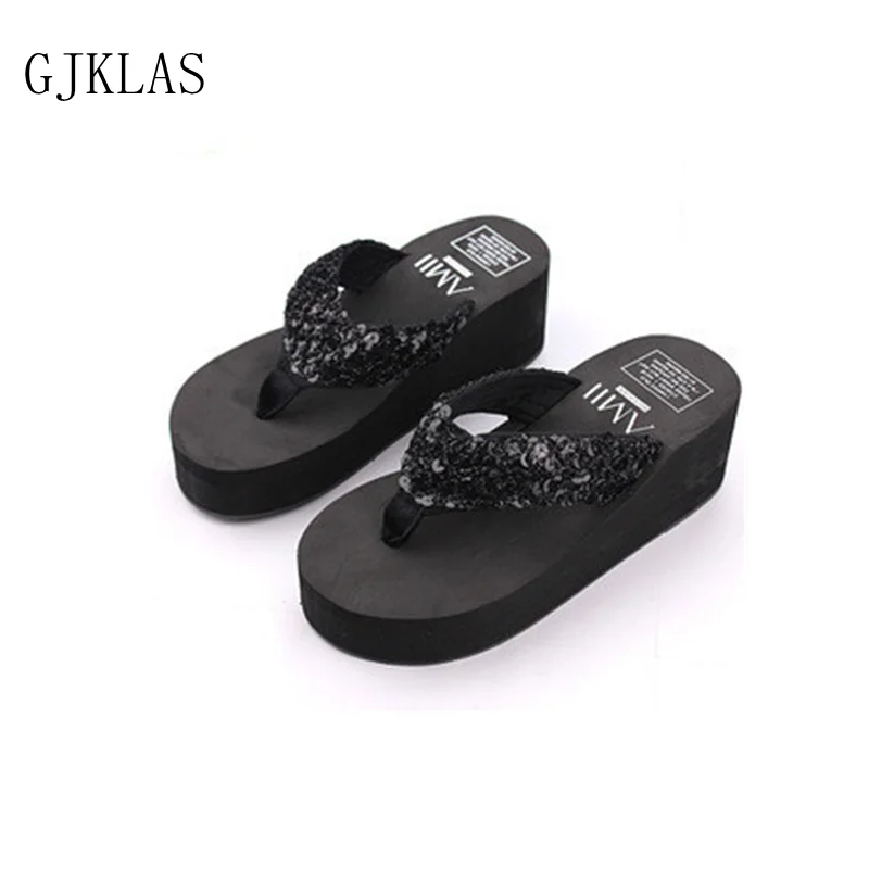 

Bling Platform Flip Flops Wedges Shoes for Women Casuales Beach Slippers Flipflop Summer Sliders Shoes Women Platforms Slipper