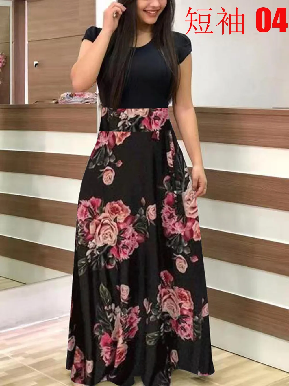 Black YY88888 Весна-Осень, женское платье, Повседневная Туника с длинным рукавом и круглым вырезом, платья в стиле пэчворк, модное винтажное платье макси с принтом, Vestidos - Цвет: Black YY88888