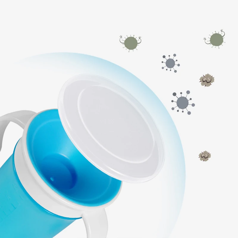 Пищевая силиконовая чашка для детей с защитой от дросселя на 360 градусов двойная