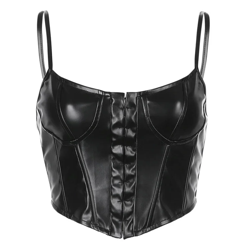 

Wholesale Skinny Leather Crop Top Women Camisole Summer 2021 Party Sexy Tops Corset Top Sleeveless Casual High Streetwear