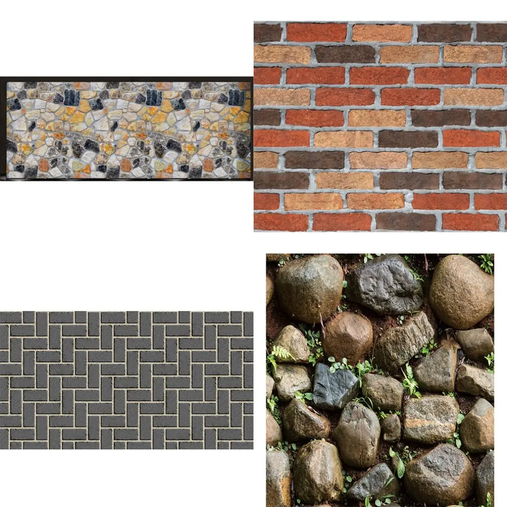 

Home Decor 3D PVC Wood Grain Wall Stickers Paper Brick Stone wallpaper Rustic Effect Self-adhesive Home Decor Sticker Room