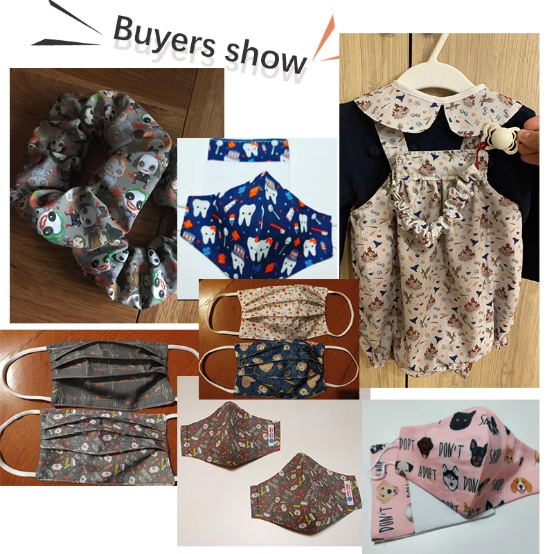 

Health Protection Theme Polyester Cotton Fabric In The Meter Animals With Mask Printed Cloth Sewing Fabric Home Textile 45*145cm