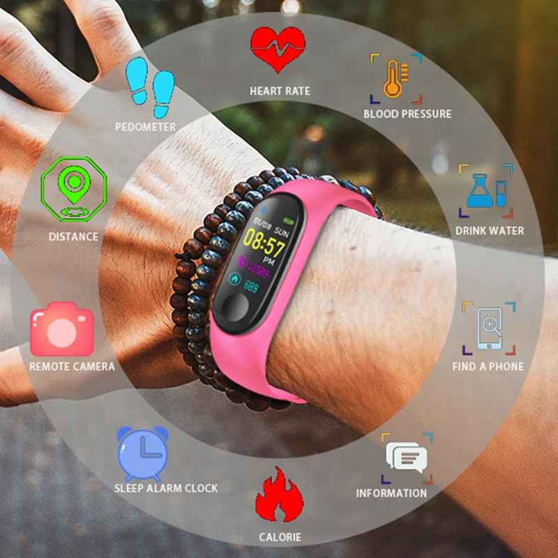 LIGE Smart Bracelet LED Color Screen Sport Watch Men Wristband Fitness Heart Rate Pedometer Tracking Detection smart watch | Электроника