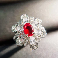 qtt 2022 vintage ring fashion personality red aaa cz temperament wedding ring sweet flower open ring for women