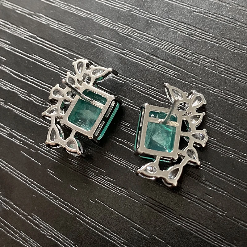 Женские сережки пусеты с турмалиновым камнем PANSYSEN свадебные коктейльные из