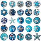 6 шт.лот ювелирные изделия 18 мм кнопки с синими стразами Морская звезда Дельфин Русалка защелки для кнопки браслета DIY аксессуары